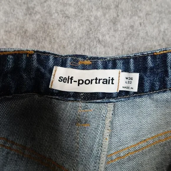 Self-Portrait Jeans Womens 26x32 (Actual 26x28)‎ Baggy Wide Leg Cargo High Rise